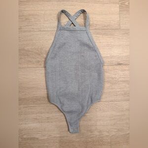 ANWND Grey Cross-Back Baby One-Piece Bodysuit